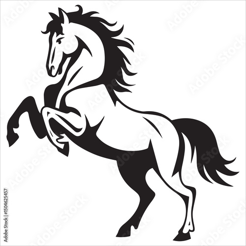 prancing horse silhouette vector,horse engraving black and white outline