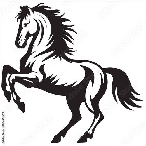 prancing horse silhouette vector,horse engraving black and white outline