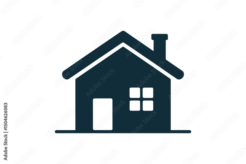 Simple silhouette of a house with chimney Simple silhouette of a house with chimney