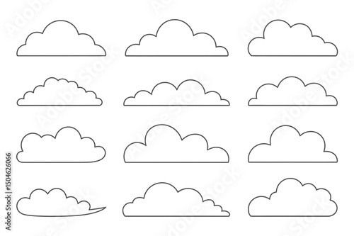 Collection of twelve cloud outline shapes