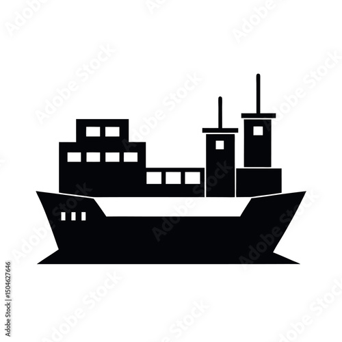 Cargo Ship Silhouette Vector for Maritime Themes