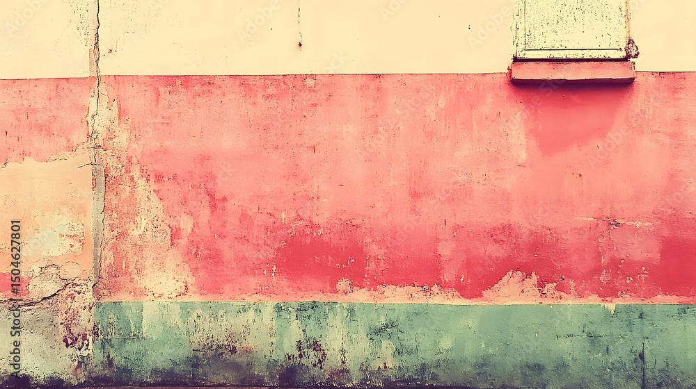 Fototapeta premium Grunge Wall Texture Background Red Pink Beige Green