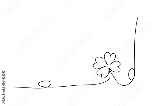 Floral corner frame, one line drawing animation. Video clip with alpha channel.