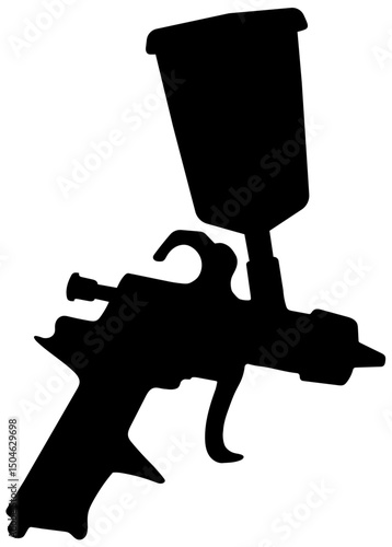 paint gun vector silhouette in black and white good for cutting on plasma or laser table