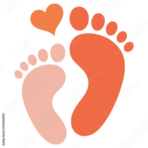 Mon and Baby feet silhouette illustration vector flat illustration