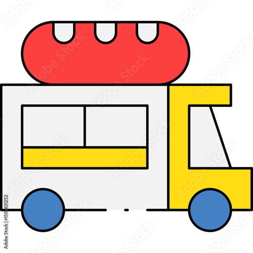Sausage truck single icon vector illustration