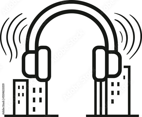 Stylish headphone advertisement banner design