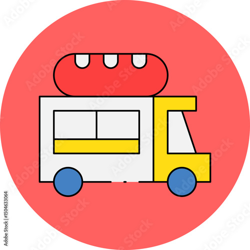 Sausage truck single icon vector illustration