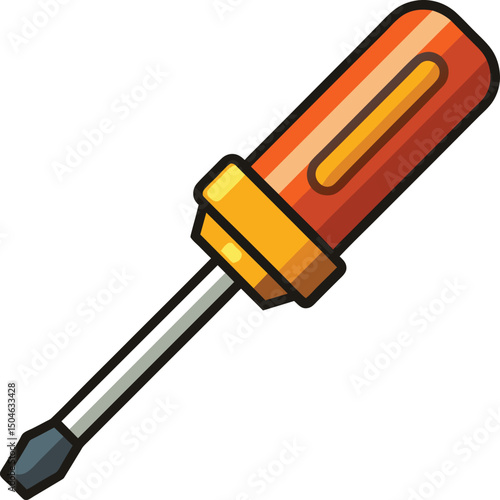 Orange Screwdriver Tool Icon Graphic Design