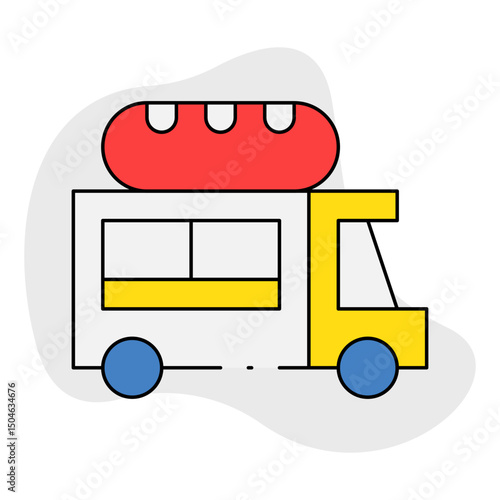 Sausage truck single icon vector illustration