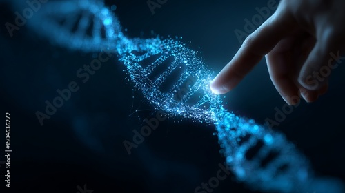 Abstract Blue DNA Strand Digital Art Futuristic Technology Genetic Code Particle Background Science Innovation Modern Medical Research Healthcare Concept Digital Illustration High 