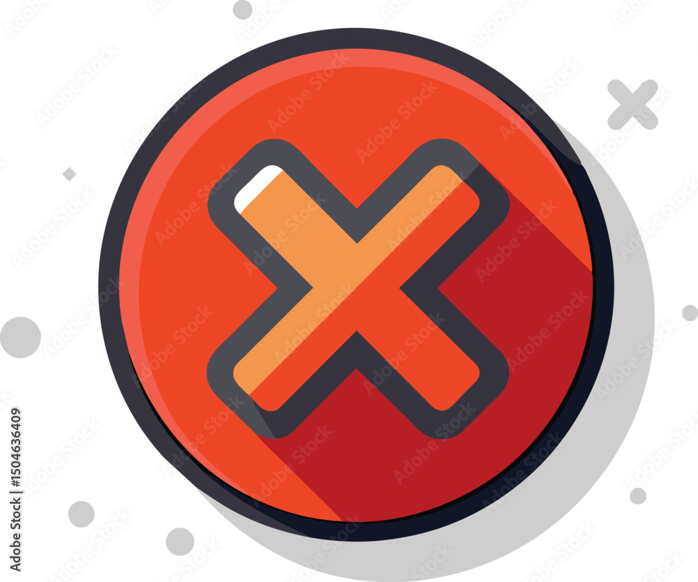 Obraz premium Red X Icon Button Close Cancel Graphic