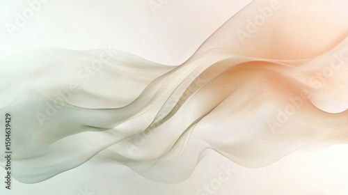 Abstract flowing waves with soft peach orange gradient colors and smooth curves. Elegant silk fabric texture with gentle movement and warm tones. Modern design concept