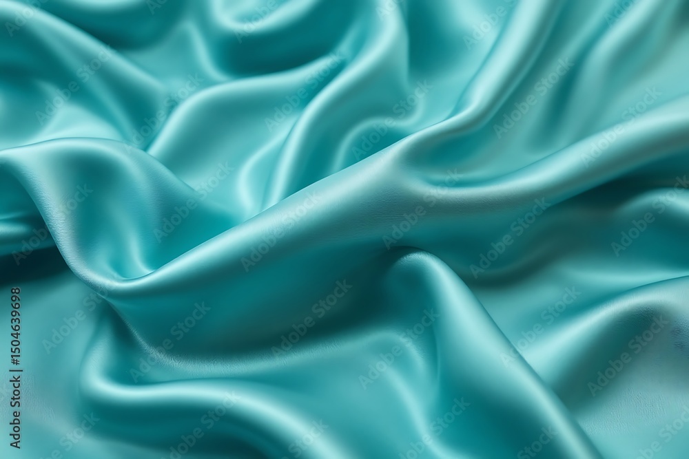 Obraz premium Draped teal satin fabric texture background