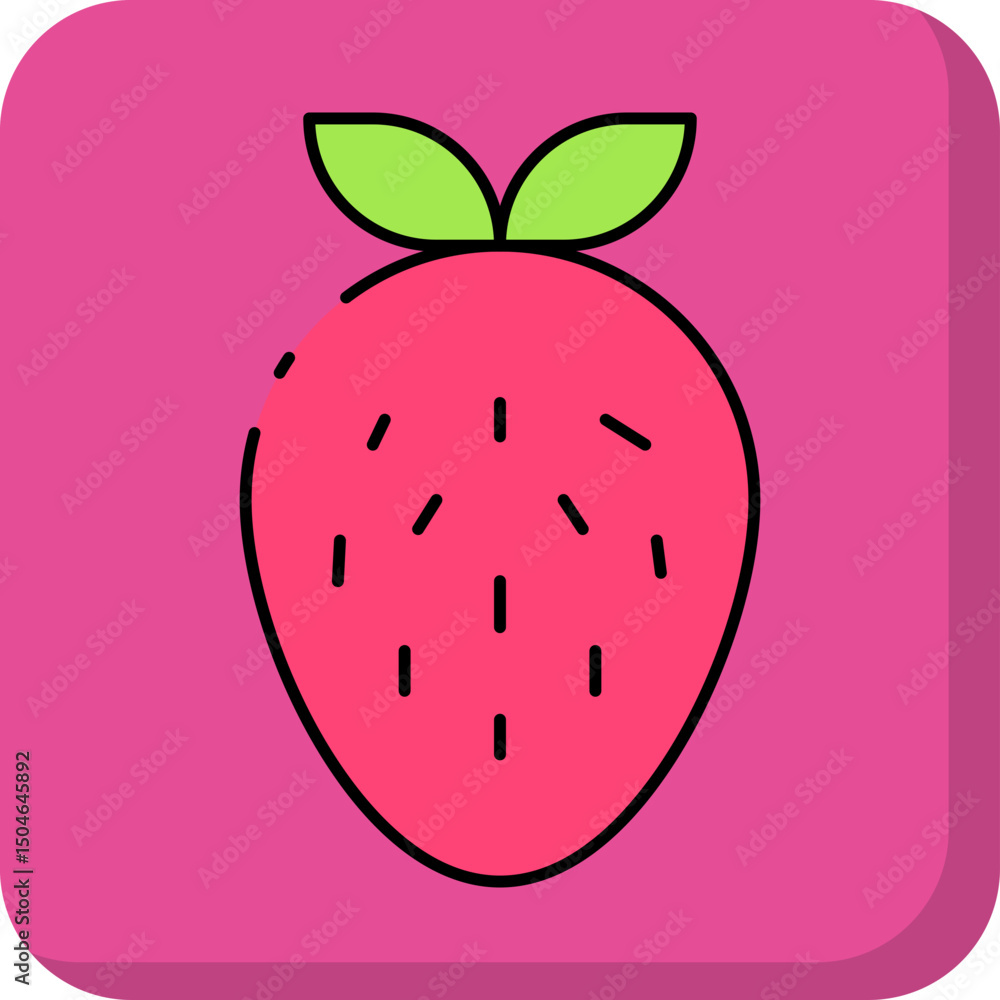 Fototapeta premium Red strawberry single vector icon illustration
