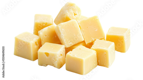 pieces of cheese on white background 