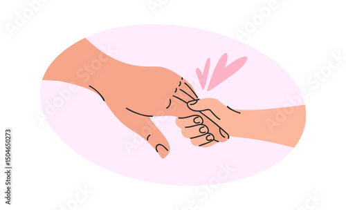 Kid hand holding parent finger