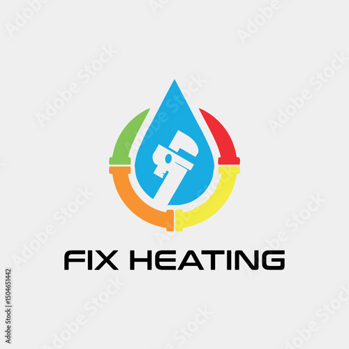 cooling and heating plumbing system logo design vector