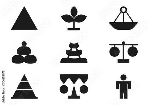 Geometric shapes abstract icons balance wellness spa meditation symbol set art