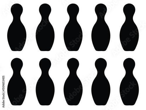 Bowling pins ten pin bowling strike spare game alley sport black and white vector