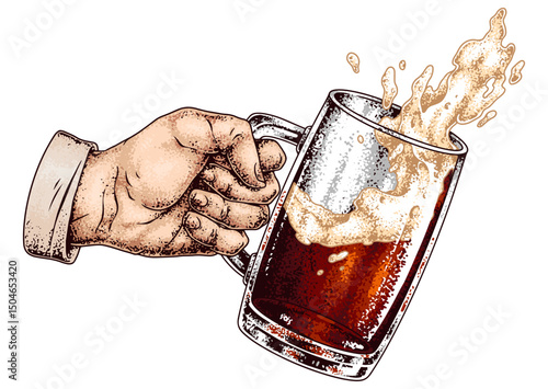 Celebrating with a frothy mug of beer in hand