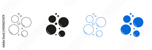 Bubble Design And Clean Theme Line And Solid Icon Set. Soap, Sparkling, And Freshness Symbol Collection. Isolated Vector Illustration