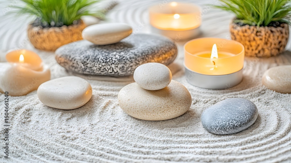 Obraz premium Zen Garden Stones Candles Relaxation Spa Serenity Peace