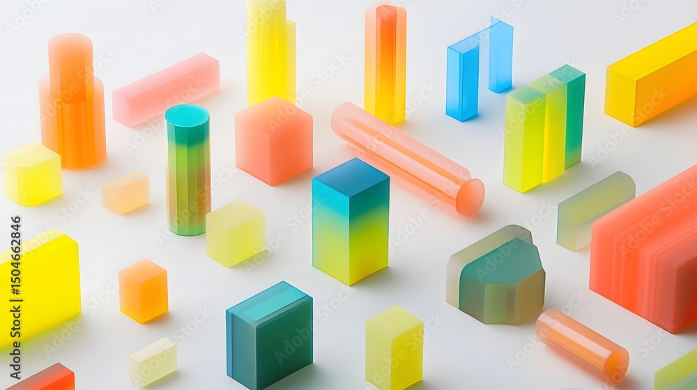 Obraz premium Abstract Colorful Geometric Shapes 3D Render