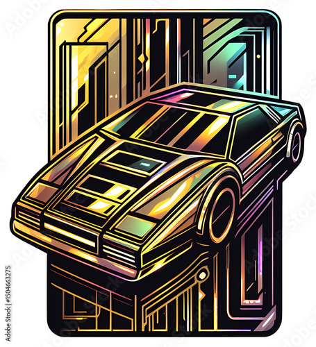 retro gold car illustration