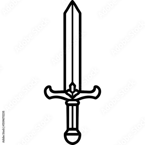 Vector sword icon with ornate guard