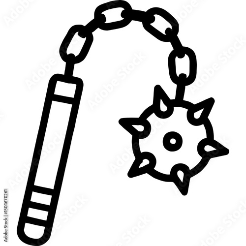 Minimalist flail icon with spiked ball and handle