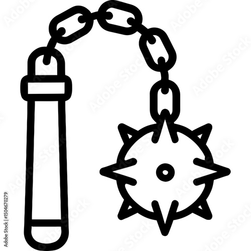 Modern vector icon of flail with handle and spikes