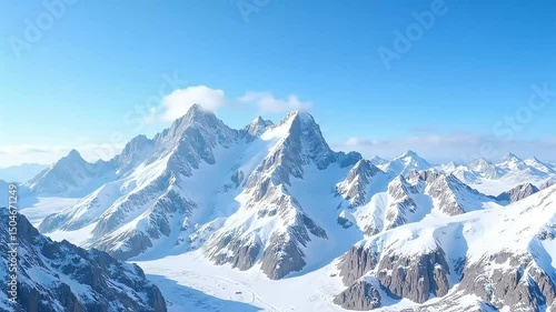 Wallpaper Mural Snowy mountain range under a clear blue sky with a few clouds on a sunny day landscape view Torontodigital.ca