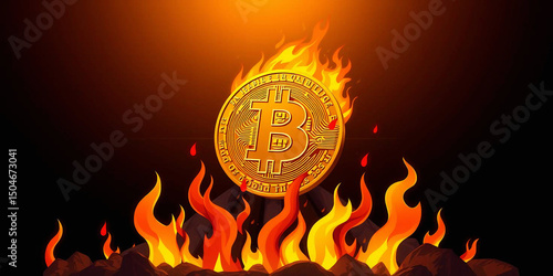 On fire bitcoin wallpaper 