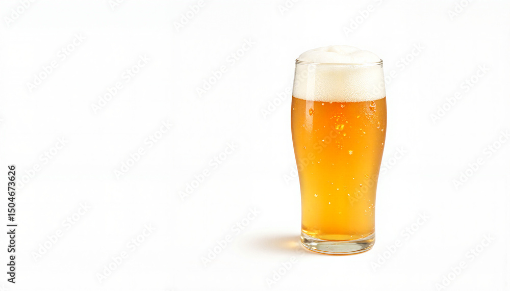 Glass of beer with foam on white background Glass of beer with foam on white background