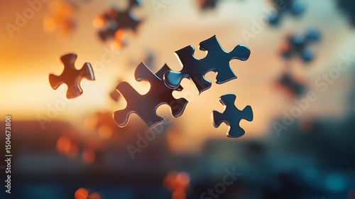Floating puzzle pieces forming content strategy
