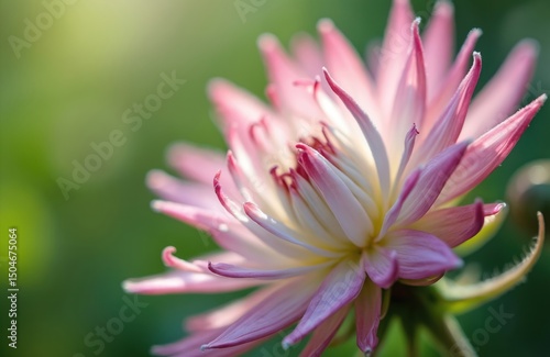 Close-up vibrant flower with pink petals. Delicate petals create textured look. Floral design, spring theme, natural backdrop. Perfect for eco, nature, beauty blogs. Macro shot of a blooming flower.