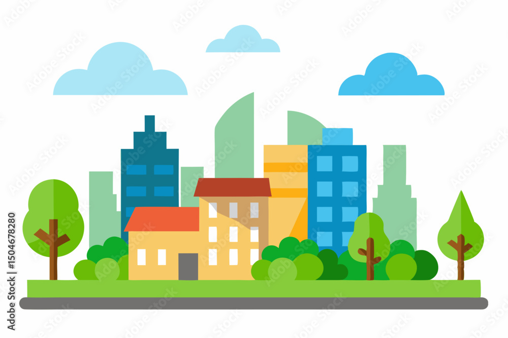 Obraz premium vector illustration of city
