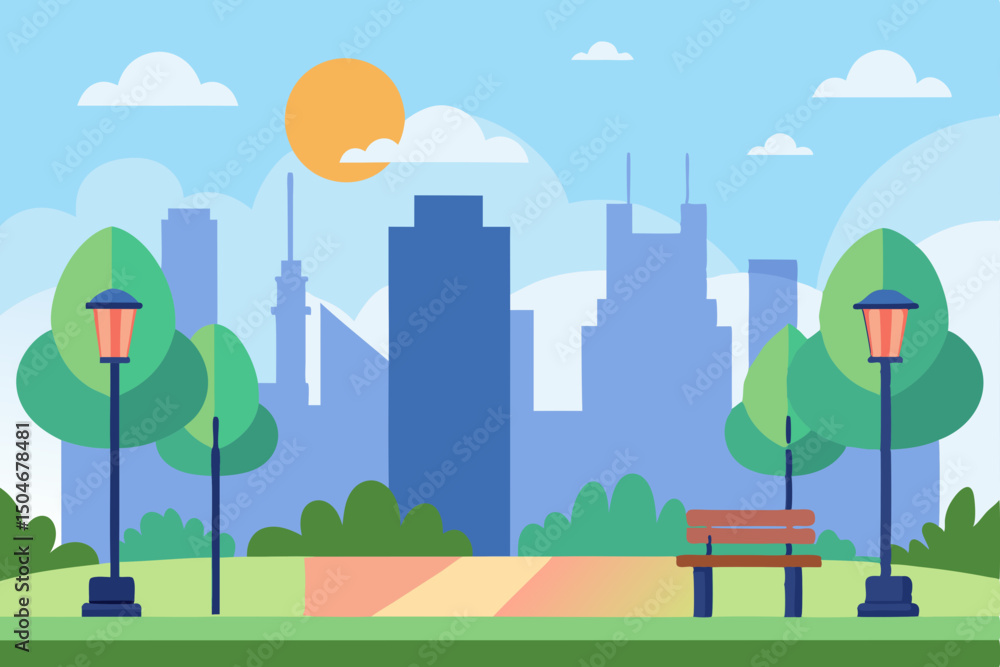 Fototapeta premium city landscape with trees