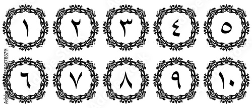 Arabic numerals with premium border decoration. illustration vector. transparent background. free to use for your needs.	