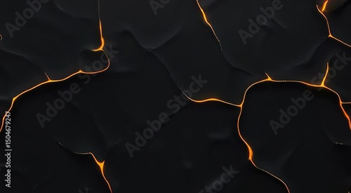 Dark surface cracked by glowing golden lines abstract marble kintsugi modern art