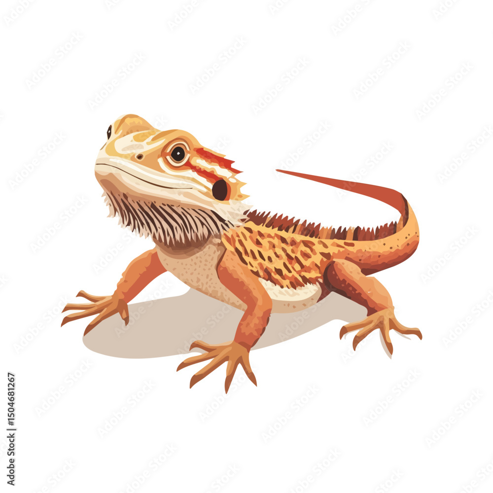 Naklejka premium Bearded Dragon, 2D isometric flat cartoon vector illustration isolated on white background.
