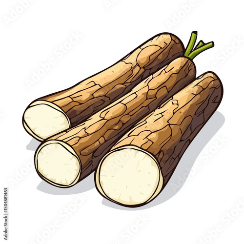 Cassava, flat 2D isometric cartoon vector image isolated on white background.