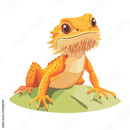 Bearded Dragon, cartoon vector illustration, flat 2D isometric style, white background.
