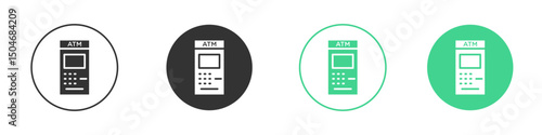 Atm icon Minimal Flat Line Vector Icon Set.