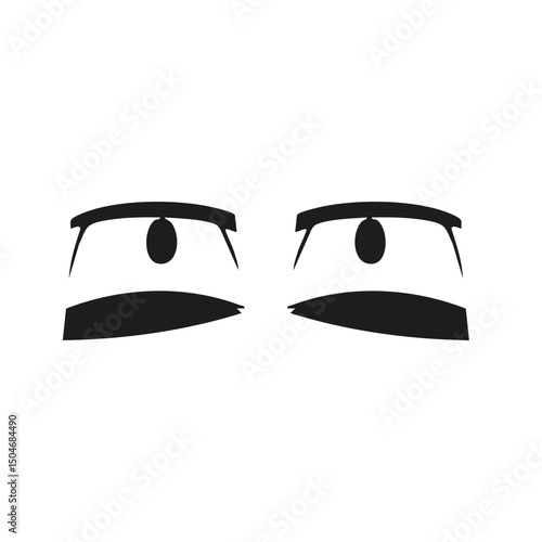 Eyes With Suspicious Expression Silhouette Illustration. Emotion And Expression Concept Isolated Vector Illustration