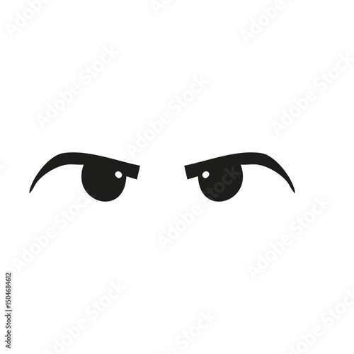Angry Eyes Expression Silhouette Illustration. Intense Gaze And Emotion Representation Isolated Vector Illustration