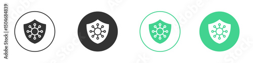 Virus protection shield icon Minimal Flat Line Vector Icon Set.