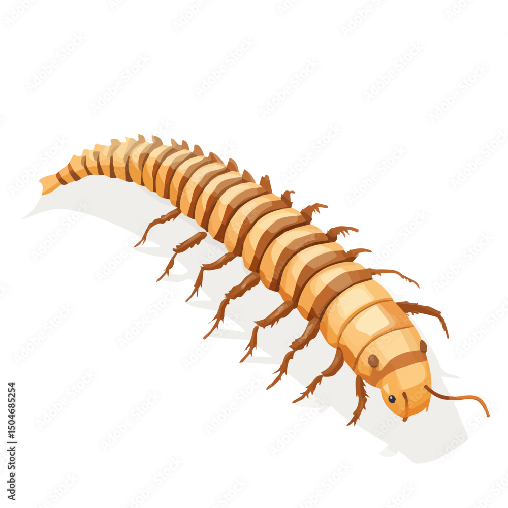 Obraz premium Centipede, flat 2D isometric cartoon vector image isolated on white background.