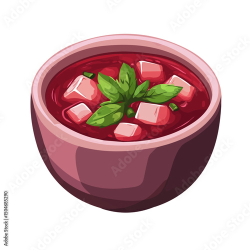 Borscht, 2D isometric flat cartoon vector illustration isolated on white background.